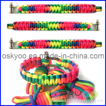 Colorful Color Segment with 7 Core Rope Braided Nylon Rope Survival Bracelet